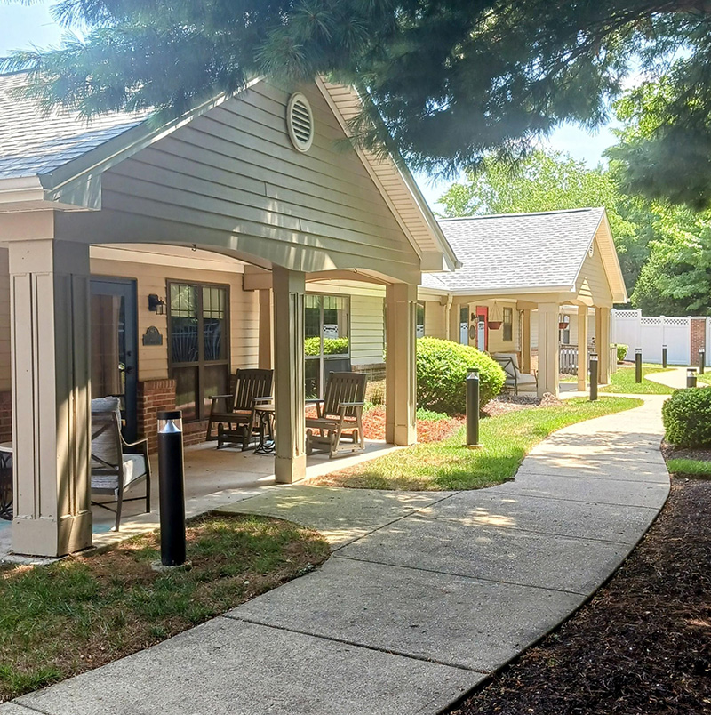 neighboring shaded front porches